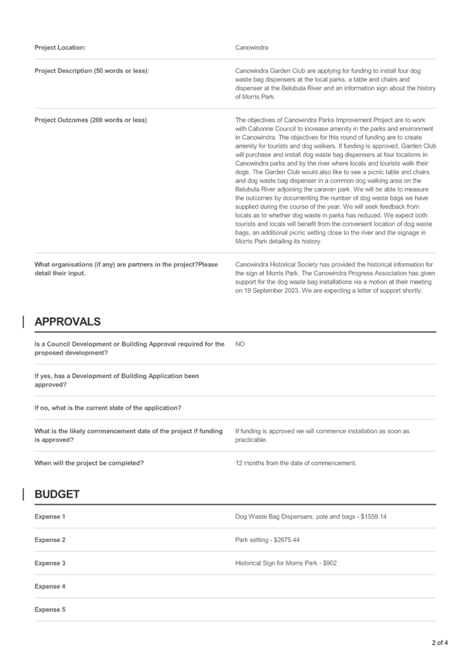 A document with text and a budget

Description automatically generated