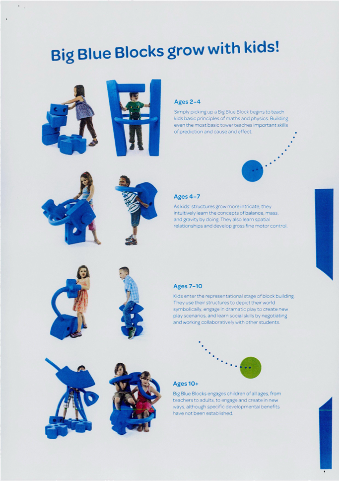 A poster of a group of children playing with blue blocks

Description automatically generated