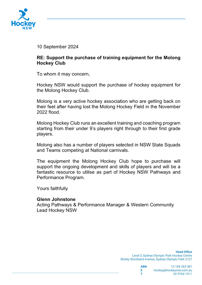A letter to hockey club

Description automatically generated